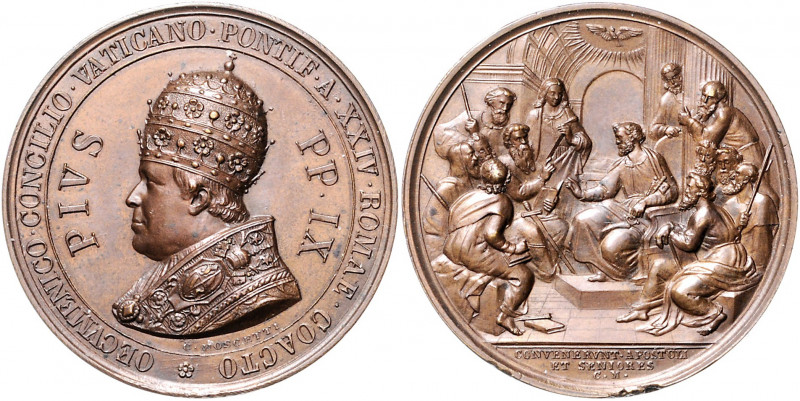 Vatikan Pius IX. 1846-1878 Bronzemedaille 1869 (v. Moscetti) auf das Erste Vatik...