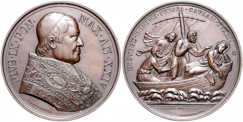 Vatikan Pius IX. 1846-1878 Bronzemedaille 1869 (v. Speranza) auf den Schutz der ...