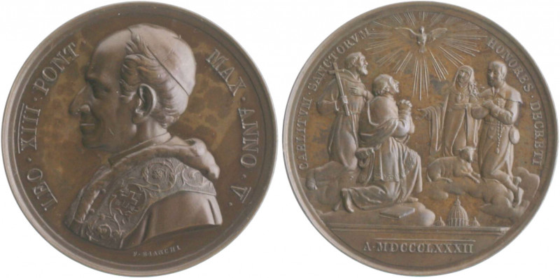 Vatikan Leo XIII. 1878-1903 Bronzemedaille o.J. AN V (v. Bianchi) auf die Kanoni...