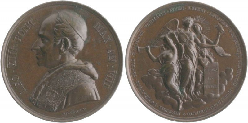 Vatikan Leo XIII. 1878-1903 Bronzemedaille o.J. AN VIII (v. Bianchi) auf die Öff...