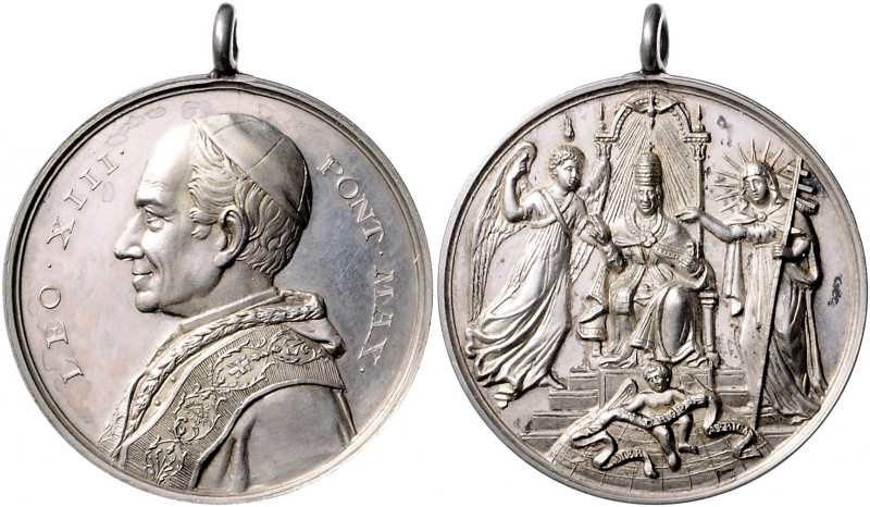 Vatikan Leo XIII. 1878-1903 Lot o.J. von 2 Stücken: Silbermedaille o.J. und Bron...