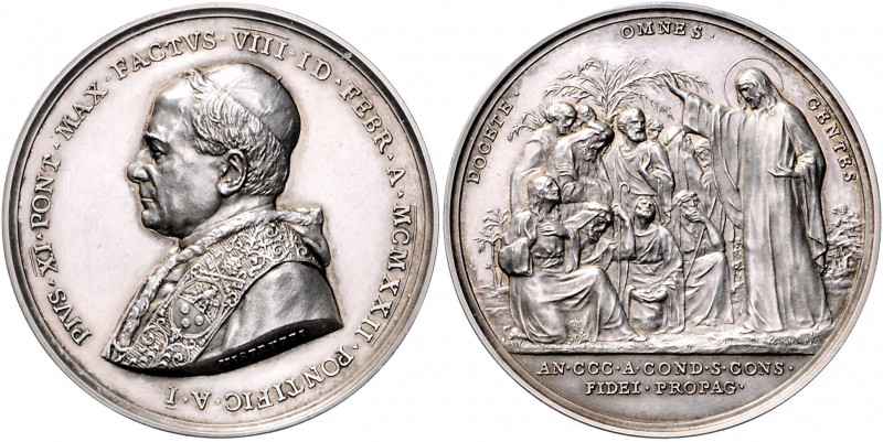 Vatikan Pius XI. 1922-1939 Silbermedaille o.J. AN I (v. Mistruzzi) auf seinen Am...