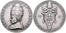 Vatikan Pius XI. 1922-1939 Silbermedaille 1929 (v. Roth) auf sein 50-jähriges Priesterjubiläum, i.Rd: BAYER. HAUPTMÜNZAMT FEINSILBER ZGM 144. Ehling 9...