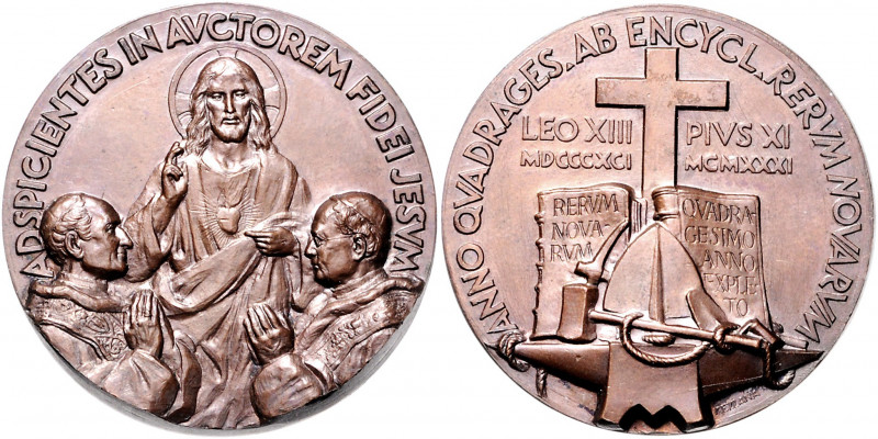 Vatikan Pius XI. 1922-1939 Bronzemedaille 1931 (v. Mezzana) auf das 40-jährige J...