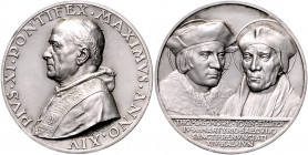 Vatikan Pius XI. 1922-1939 Silbermedaille o.J. AN XIV (v. Mistruzzi) auf die Kanonisierungen von Thomas More und John Fisher Bartolotti 935. 
kl. Ran...