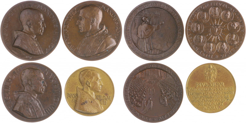 Vatikan Pius XII. 1939-1958 Lot o.J. von 4 Bronzemedaillen (v. Mistruzzi): AN VI...