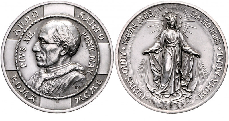 Vatikan Pius XII. 1939-1958 Silbermedaille 1950 (v. HK) auf das Heilige Jahr 
4...