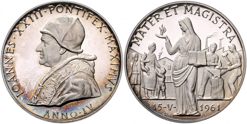 Vatikan Johannes XXIII. 1958-1963 Silbermedaille o.J. AN IV (v. Giampaoli) MATER...