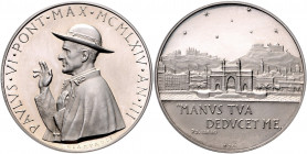 Vatikan Paul VI. 1963-1978 Silbermedaille o.J. AN III (v. Giampaoli) MANVS TVA DEDVCET ME, mit Punze Z 986 Bartolotti 965. Rinaldi 160. 
43,9mm 39,9g...