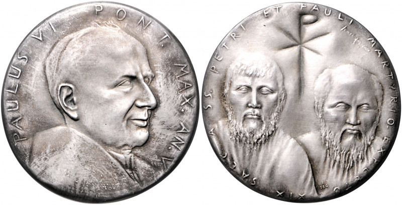 Vatikan Paul VI. 1963-1978 Silbermedaille o.J. AN V (v. Fazzini ?, Sign. unleser...