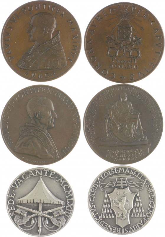 Vatikan - Lots Lot o.J. von 3 Stücken: Silbermedaille 1963 (v. Savelli) auf den ...
