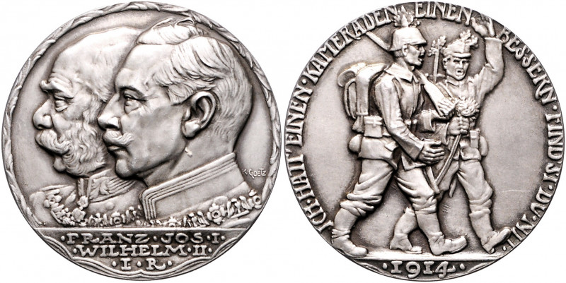 Medaillen von Karl Goetz Silbergussmedaille 1914 auf das Deutsch-Österreichische...