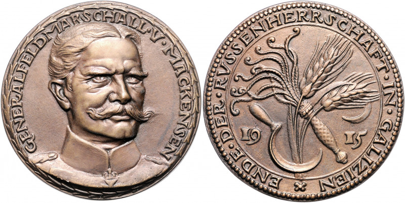 Medaillen von Karl Goetz Bronzegussmedaille 1915 auf Generalfeldmarschall von Ma...