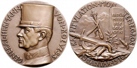 Medaillen von Karl Goetz Bronzegussmedaille 1916 auf die Erstürmung des Lovcen und die Kapitulation Montenegros unter Generaloberst Kövess von Kövessh...