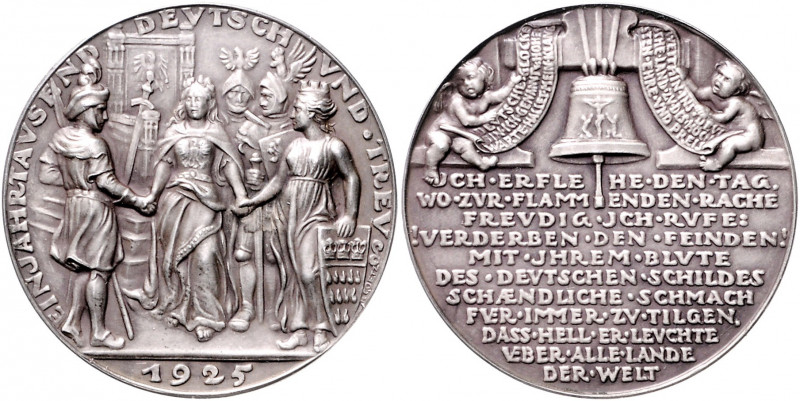 Medaillen von Karl Goetz Silbermedaille 1925 mattiert auf die 1000-Jahrfeier des...