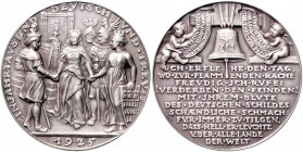 Medaillen von Karl Goetz Silbermedaille 1925 mattiert auf die 1000-Jahrfeier des Rheinlandes, i.Rd: BAYER. HAUPTMÜNZAMT. FEINSILBER Kien. 324. Slg. Bö...
