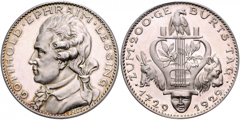 Medaillen von Karl Goetz Silbermedaille 1929 auf den 200. Geburtstag von Gotthol...