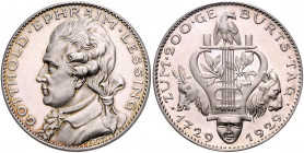Medaillen von Karl Goetz Silbermedaille 1929 auf den 200. Geburtstag von Gotthold Ephraim Lessing, i.Rd: BAYER. HAUPTMÜNZAMT . SILBER 900f Kien. 418. ...