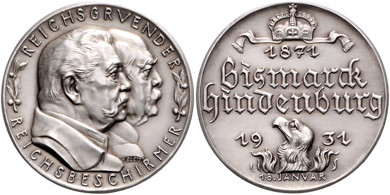 Medaillen von Karl Goetz Silbermedaille 1931 mattiert Zur Erinnerung an die Reic...