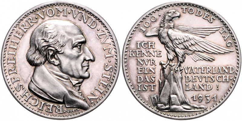 Medaillen von Karl Goetz Silbermedaille 1931 auf den 100. Todestag von Freiherr ...