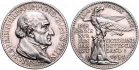 Medaillen von Karl Goetz Silbermedaille 1931 auf den 100. Todestag von Freiherr vom Stein, i.Rd: BAYER. HAUPTMÜNZAMT SILBER 900 f Kien. 461. Slg. Bö. ...