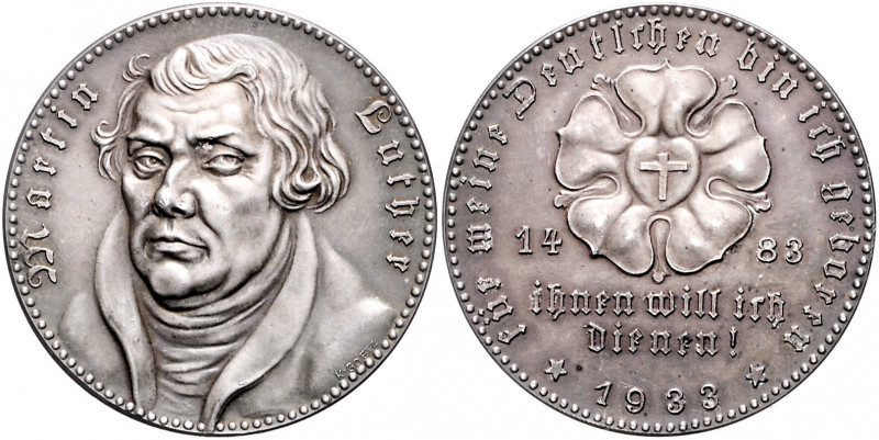 Medaillen von Karl Goetz Silbermedaille 1933 mattiert auf den 450. Geburtstag vo...