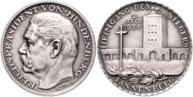 Medaillen von Karl Goetz Silbermedaille 1934 mattiert auf den Tod des Reichspräsidenten von Hindenburg, i.Rd: BAYER. HAUPTMÜNZAMT FEINSILBER Kien. 499...