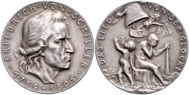 Medaillen von Karl Goetz Silbermedaille 1934 auf den 175. Geburtstag von Schiller, i.Rd: BAYER. HAUPTMÜNZAMT FEINSILBER Kien. 500. Slg. Bö. 6380. Klei...