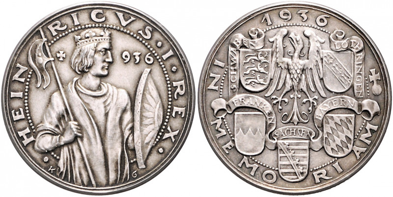 Medaillen von Karl Goetz Silbermedaille 1936 mattiert auf den 1000. Todestag von...