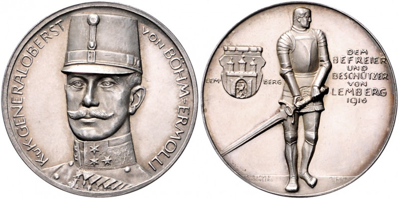 Die Mittelmächte - Personen - Böhm-Ermolli, Eduard von Silbermedaille 1916 (v. L...