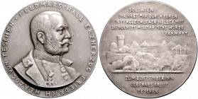 Die Mittelmächte - Personen - Friedrich von Österreich-Teschen Silbermedaille 1915 mattiert (v. Scholz) auf die Ernennung zum Feldmarschall, Widmung d...