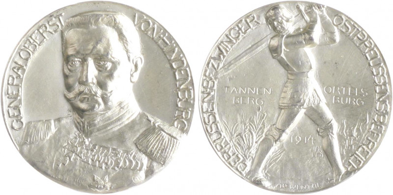 Die Mittelmächte - Personen - Hindenburg, Paul von Silbermedaille 1914 (v. Löwen...