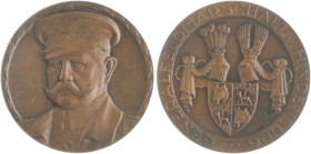 Die Mittelmächte - Personen - Hindenburg, Paul von Bronzierte Medaille o.J. (v. Eue/Grünthal) auf den Generalfeldmarschall Zetzm. 6010 (Ag). 
34,1mm ...