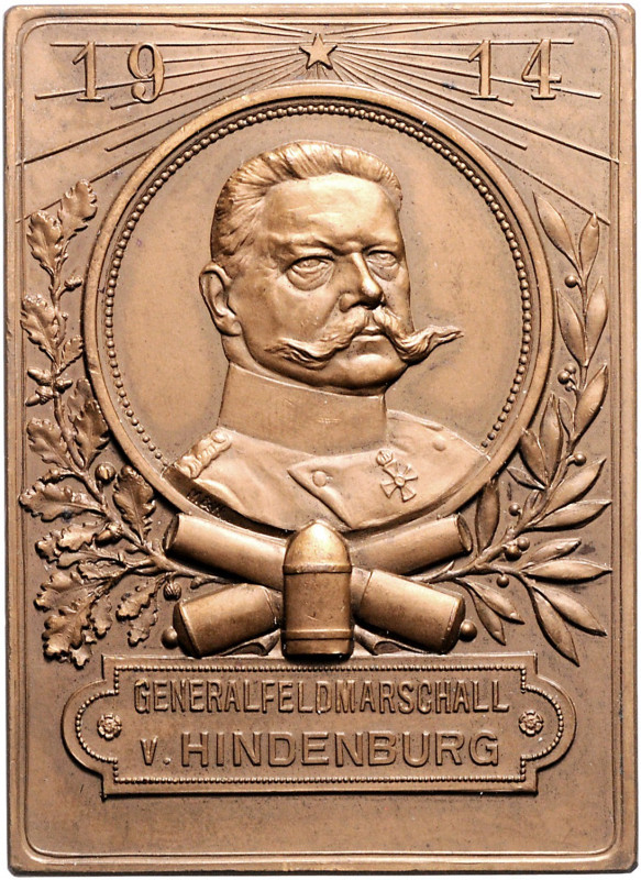 Die Mittelmächte - Personen - Hindenburg, Paul von Eins. Bronzeplakette 1914 (v....