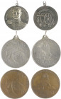 Die Mittelmächte - Personen - Hindenburg, Paul von Lot o.J. von 3 Stücken: Zinkmedaille 1914 'Durch Kraft zum Sieg' (m. Öse 28,1mm 8,3g) und dazu 2 Me...