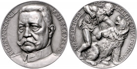 Die Mittelmächte - Personen - Hindenburg, Paul von Silbergussmedaille 1915 mattiert (v. Löwental) 'Wie Siegfried der Held den Bären band', i.Rd: SILBE...