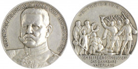 Die Mittelmächte - Personen - Hindenburg, Paul von Silbermedaille 1915 (v. Oertel) auf die Befreiung Ostpreussens, Variante der Rs: Runen unten links ...