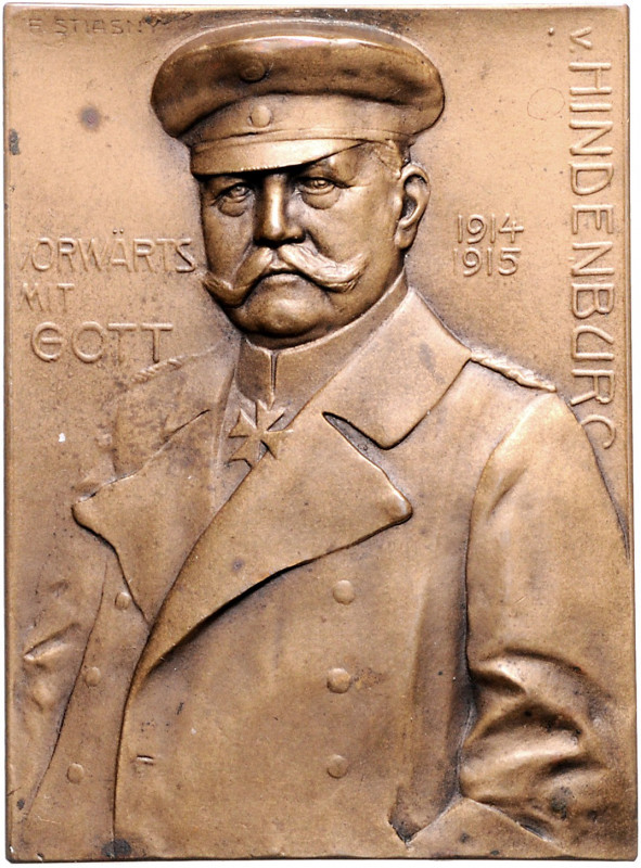Die Mittelmächte - Personen - Hindenburg, Paul von Eins. Bronzeplakette 1915 (v....