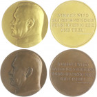 Die Mittelmächte - Personen - Hindenburg, Paul von Lot o.J. von 2 Stücken: Bronzemedaille und vergoldete Bronzemedaille (v. L.H.) 'Nimmer wird das Rei...