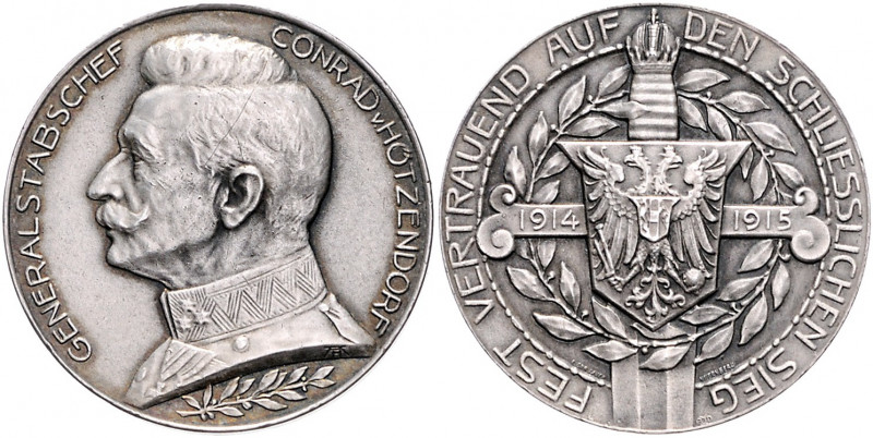 Die Mittelmächte - Personen - Hötzendorf, Conrad von Silbermedaille 1915 mattier...