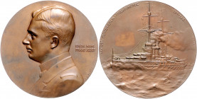 Die Mittelmächte - Personen - Karl Franz Joseph von Österreich Bronzemedaille 1915 (v. Hartig) auf die Kriegsfürsorge des österreichischen Flottenvere...