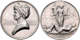 Die Mittelmächte - Personen - Maria Theresia, Königin v. Bayern Silbermedaille 1916 (v. Hoppe/ Lauer) auf das Engagement der bayerischen Königin für S...