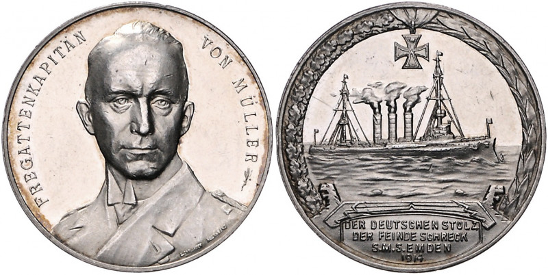 Die Mittelmächte - Personen - Müller, Karl von Silbermedaille 1914 (v. Lauer) au...