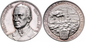 Die Mittelmächte - Personen - Müller, Karl von Silbermedaille 1914 (v. Ziegler/Grünthal) auf die S.M.S. Emden, Variante ohne 'Z.S.', i.Rd: SILBER 990 ...