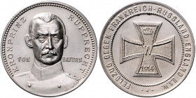 Die Mittelmächte - Personen - Rupprecht, Kronprinz von Bayern Silbermedaille 1914 mattiert (v. M.&W.) Feldzug gegen Frankreich, Russland, England. u.s...
