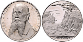 Die Mittelmächte - Personen - Tirpitz, Alfred von Silbermedaille o.J. (v. Wrede/Lauer) 'Waterkant!', i.Rd: SILBER 990 Zetzm. 2122. 
33,3mm 18,3g PP-