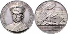 Die Mittelmächte - Personen - Weddigen, Otto von Silbermedaille 1914 (v. Ziegler/Grünthal) auf die Vernichtung der englischen Panzerkreuzer Aboukir, H...