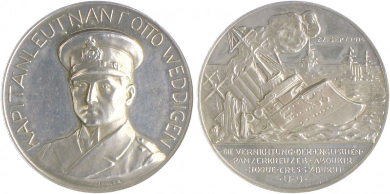 Die Mittelmächte - Personen - Weddigen, Otto von Silbermedaille 1914 (v. Ziegler...