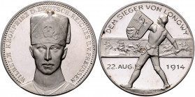 Die Mittelmächte - Personen - Wilhelm, Kronprinz Silbermedaille 1914 (v. Splieth/Oertel) auf den Sieg von Longwy, i.Rd: SILBER 990 Zetzm. 4018. 
35,5...