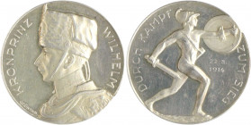 Die Mittelmächte - Personen - Wilhelm, Kronprinz Silbermedaille 1914 (v. Küchler/Grünthal) auf den Sieg von Longwy, i.Rd: SILBER 800 Zetzm. 4019. 
34...
